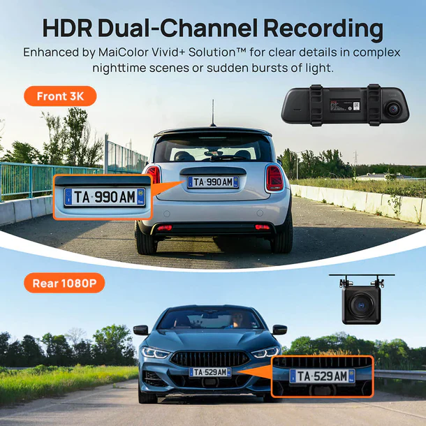 70mai S500 Touch Screen Rearview Mirror Dash Cam - Image 5