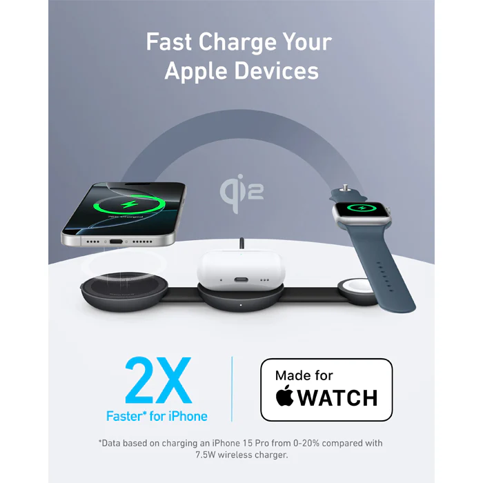 Anker MagGo Wireless Charging Station 3-in-1 Qi2 Charger - B25M8H21 - Image 3