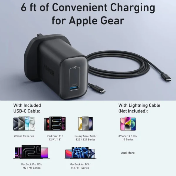Anker Nano 100W Charger with 6ft 5A USB-C Cable (Black) - Image 2