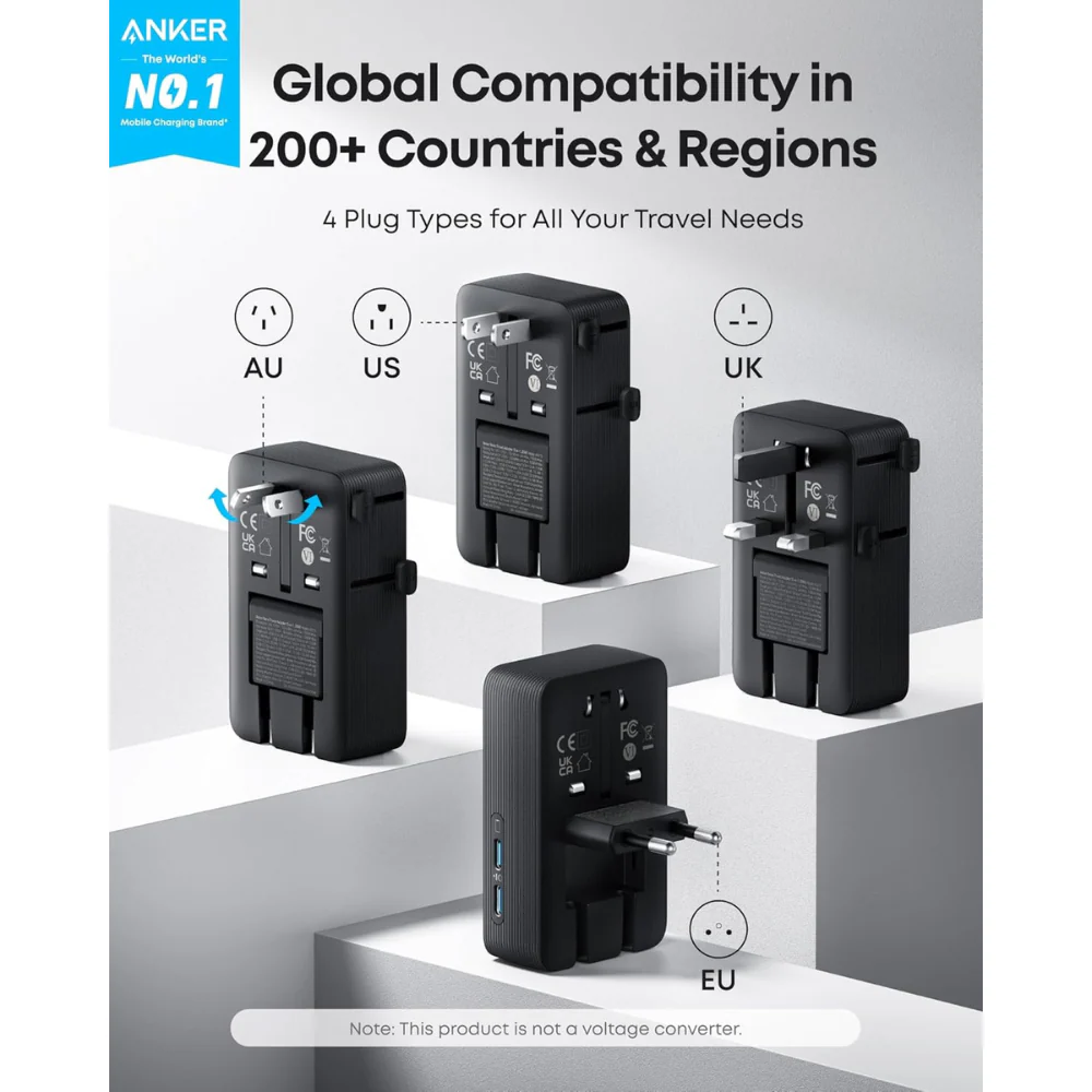 Anker Nano Travel Adapter (5-in-1, 20W, 1-Pack) - A9215 - Image 2