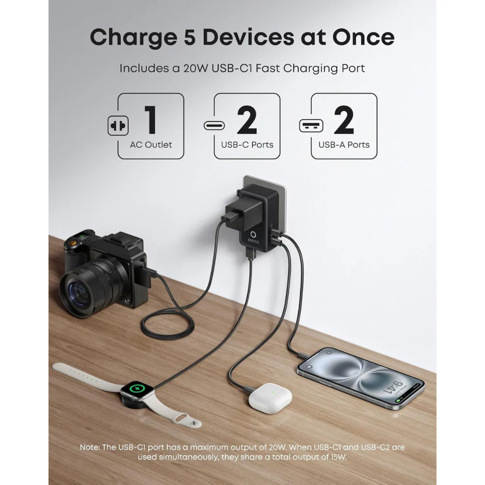 Anker Nano Travel Adapter (5-in-1, 20W, 1-Pack) - A9215 - Image 4