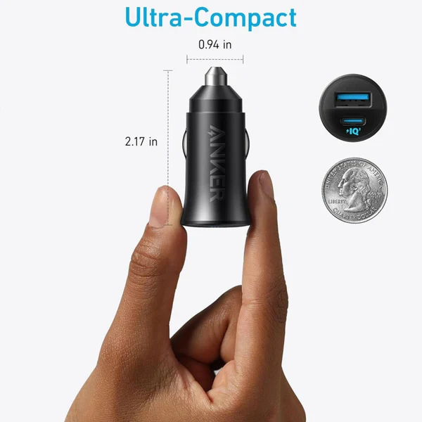 Anker Ultra-Compact Dual-Port Car Charger 30W - Black - Image 3