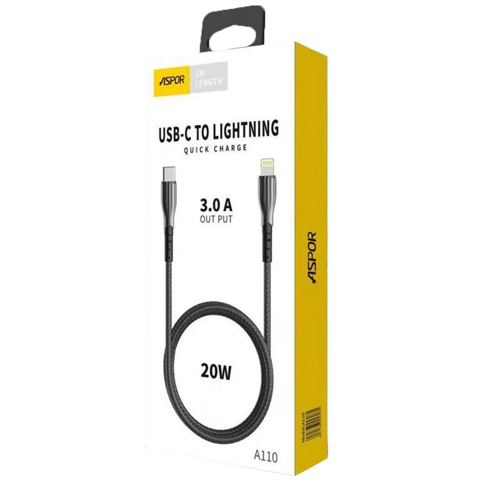 Aspor A110L Braided Lightning Cable - 200CM - Image 2