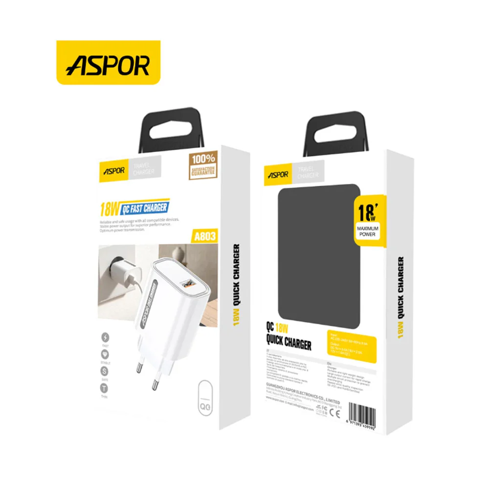 Aspor A803 18W Fast Charger QC 3.0 Adapter - Image 4