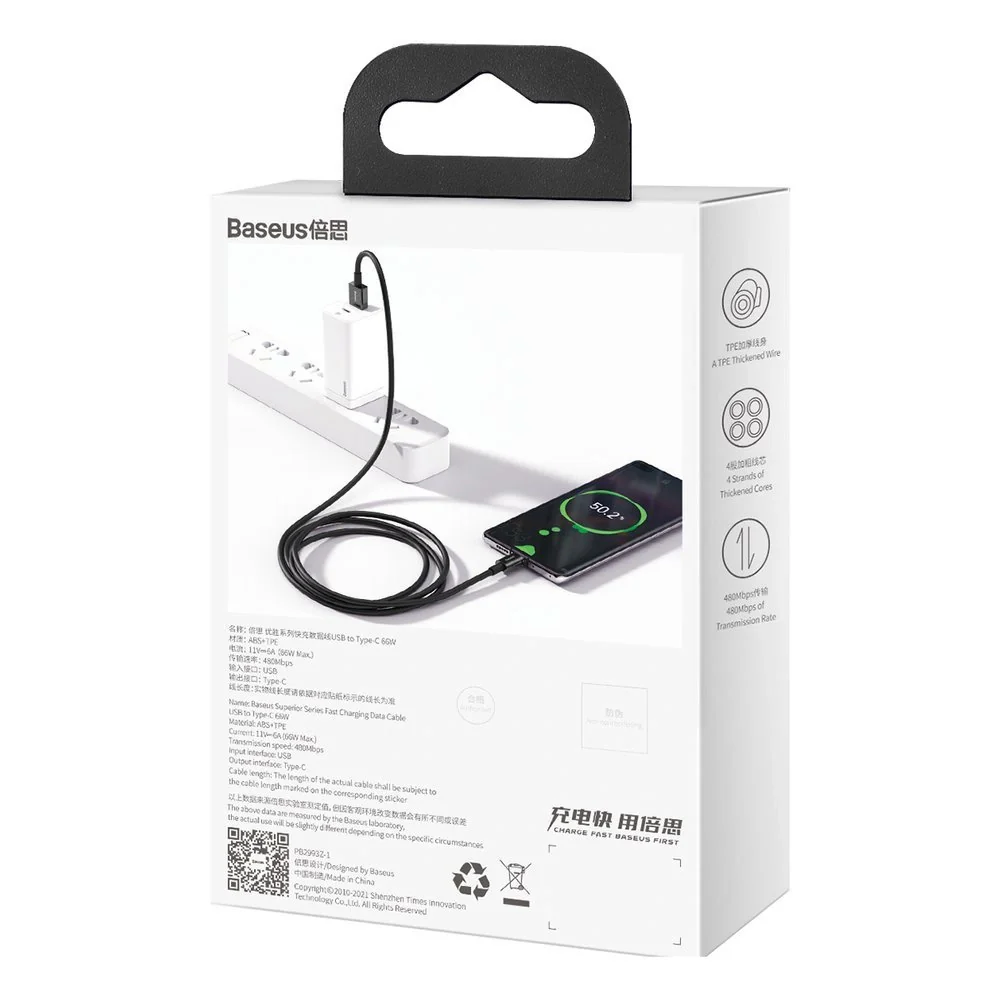 Baseus Superior Series Fast Charging Data Cable - 66W (USB-A to USB-C) - Image 4