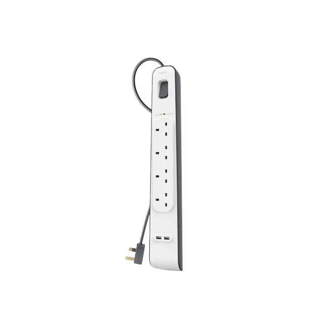 Belkin 4 port 2M Surge Protection Strip with 2 USB Ports - Image 3