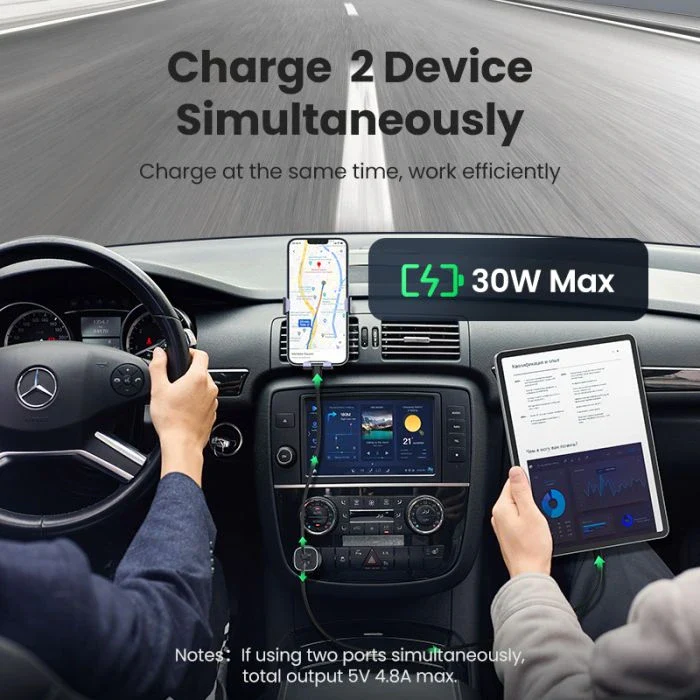 Ugreen 2 Port Fast Car Charger USB-A / USB-C 30W (40858) - Image 5