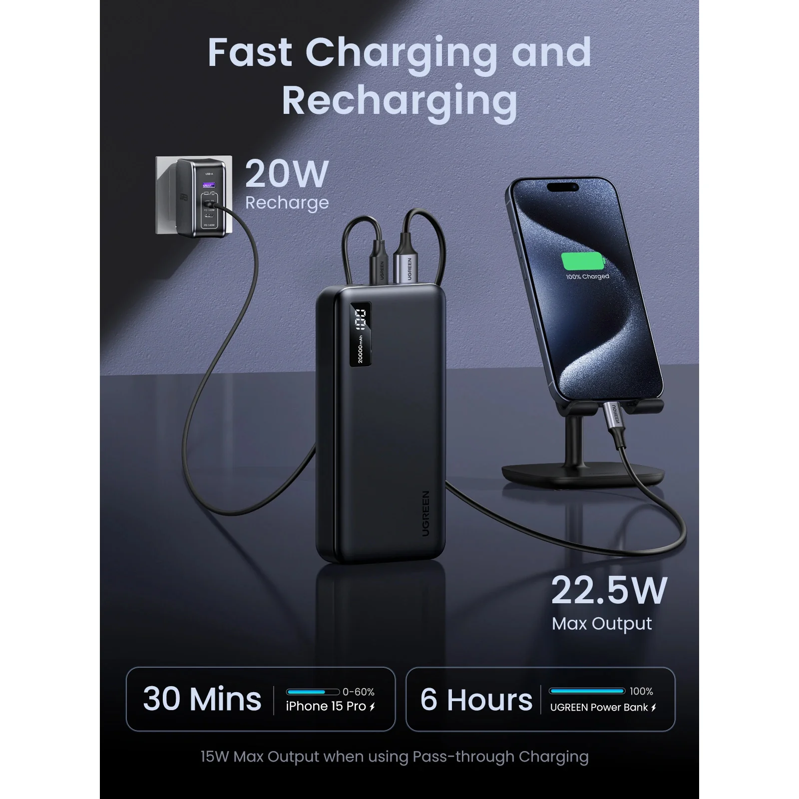 UGREEN 20000mAh Two-way Power Bank (20W) - 25683 - Image 8