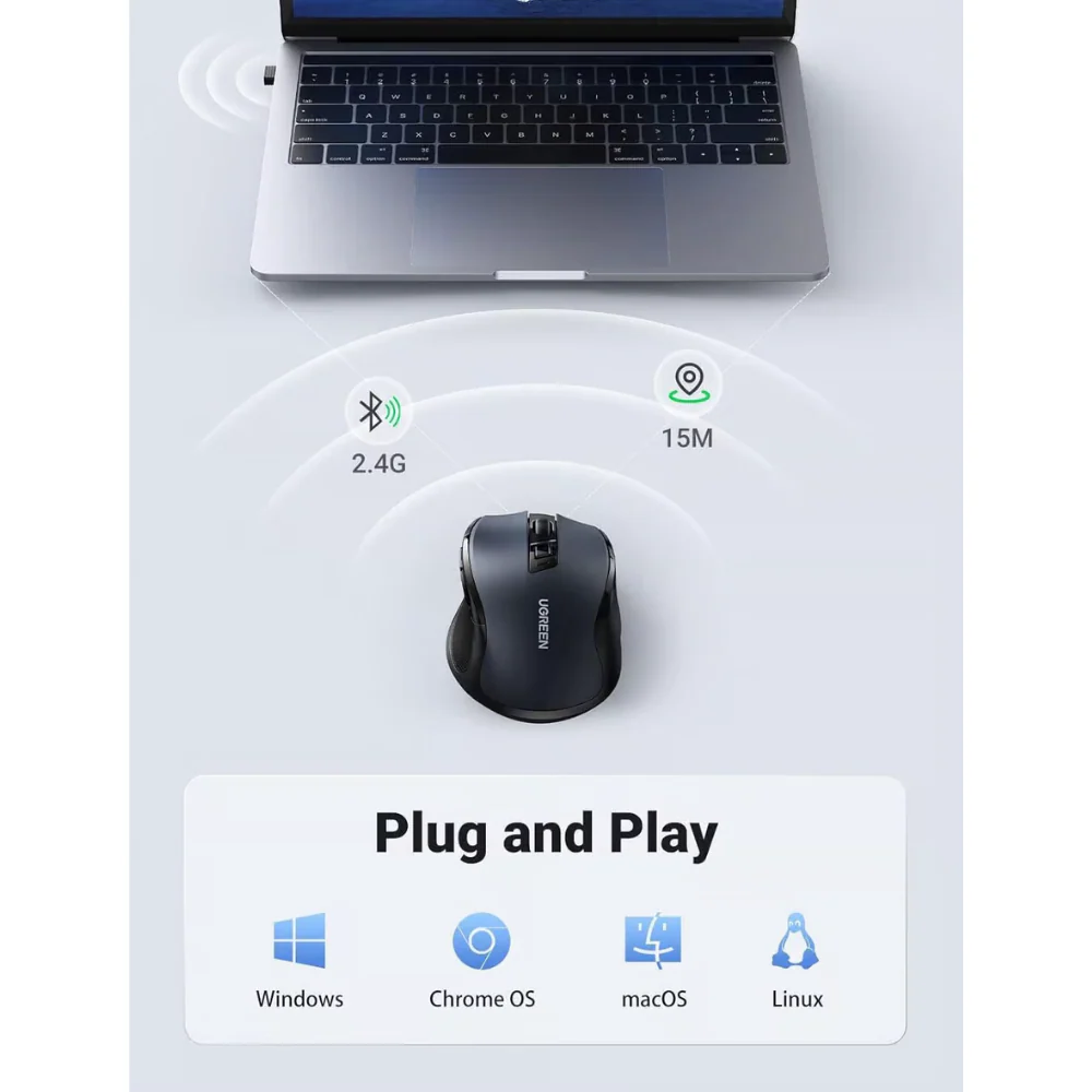 UGREEN 4000DPI 2.4Ghz Wireless Ergonomic Mouse (90855) - Image 4