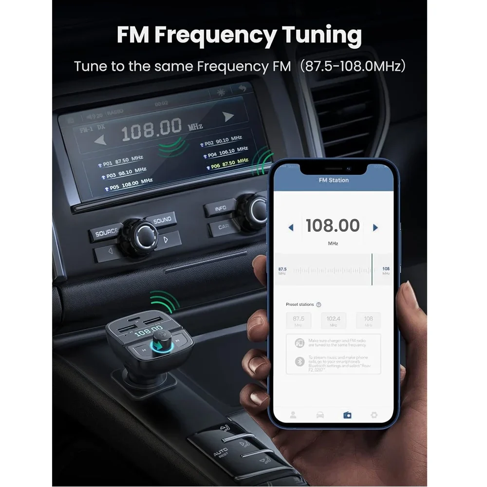 UGREEN Bluetooth FM Transmitter Car Charger (80910) - Image 4