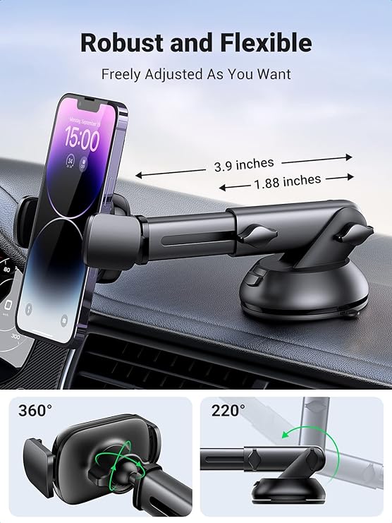 UGREEN Gravity Phone Holder with Suction Cup (Black) 60990B - Image 3