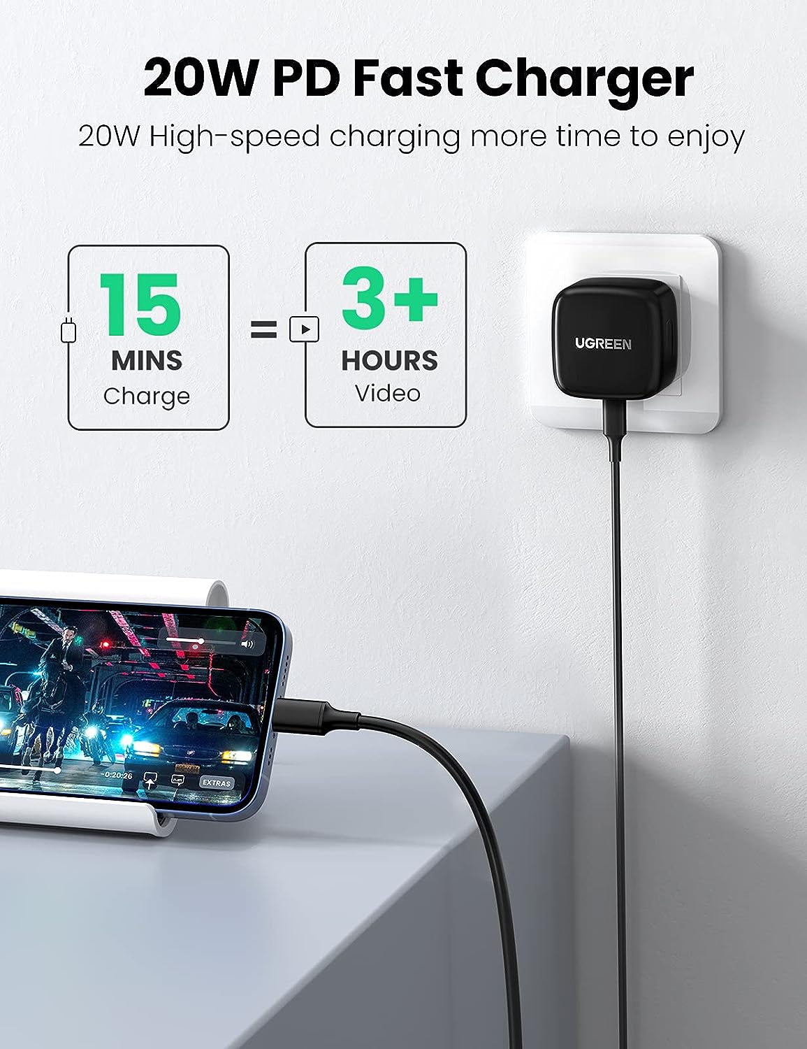 UGREEN PD20W Fast Charger Black UK 50339 (Adapter) - Image 3