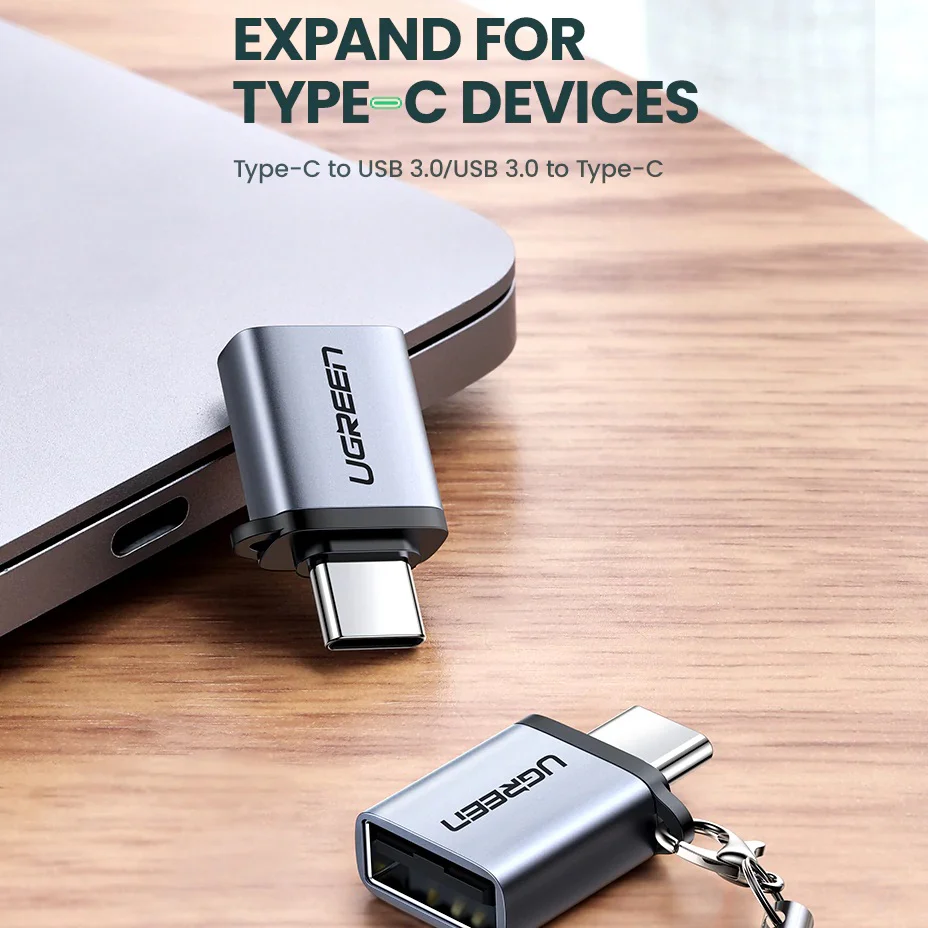 UGREEN Type C to USB 3.0 A Adapter Cable with Lanyard (Space Gray) 50283 - Image 4