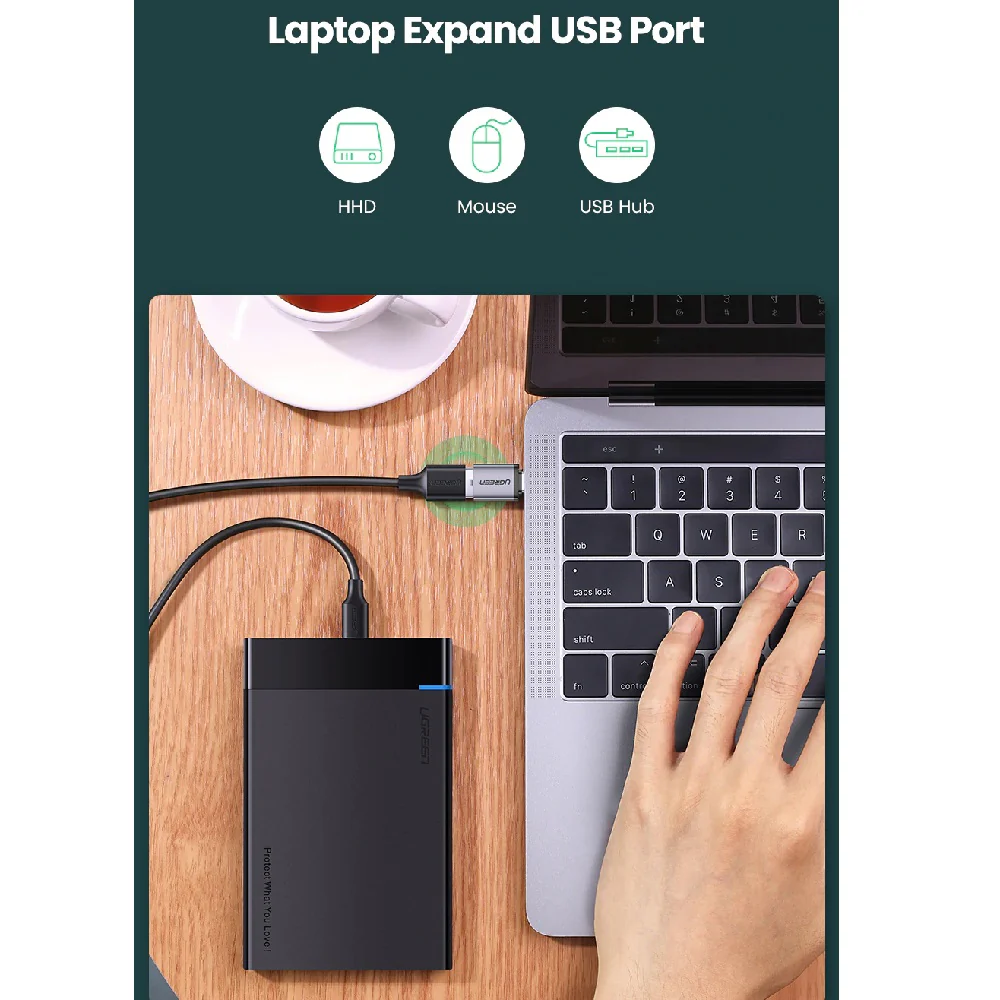 UGREEN Type C to USB 3.0 A Adapter Cable with Lanyard (Space Gray) 50283 - Image 5