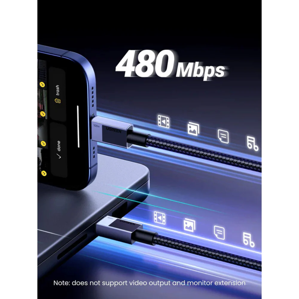 UGREEN USB C to USB C Cable 100W PD Fast Charging (45063) - Image 4