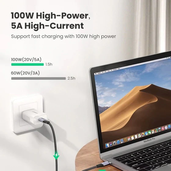 UGREEN USB Type-C to Type-C 3.2 Braided Cable, 1 Meter - 80150 - Image 3