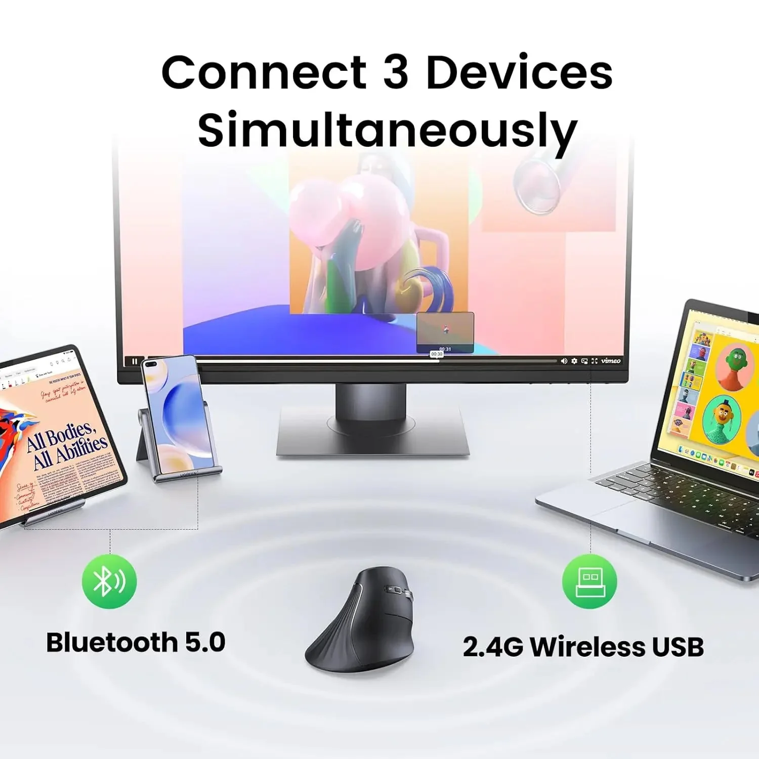 UGREEN Vertical Mouse Wireless (25444) - Image 6
